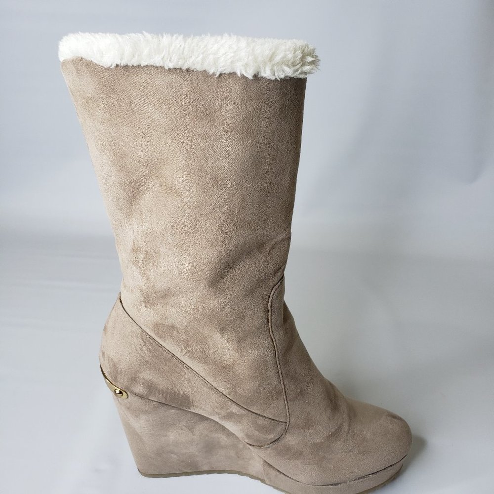 Juicy Couture Taupe Kasia Wedge Boots/Booties 8 - Picture 7 of 16